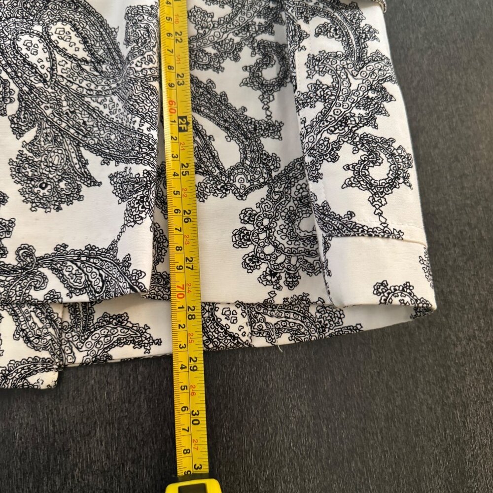 Pendleton Women's Black White Paisley Button Jacket 100% Cotton Pockets, Size 14 - Picture 6 of 7